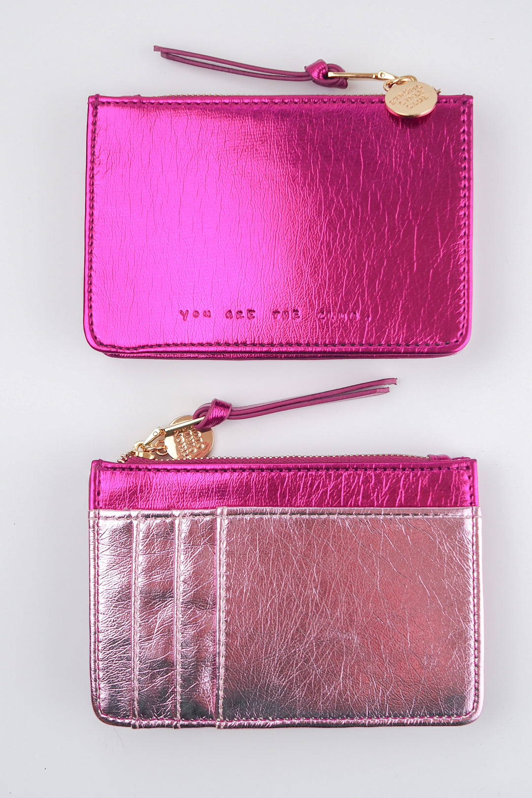 Metallic Pink Zip Pocket Purse