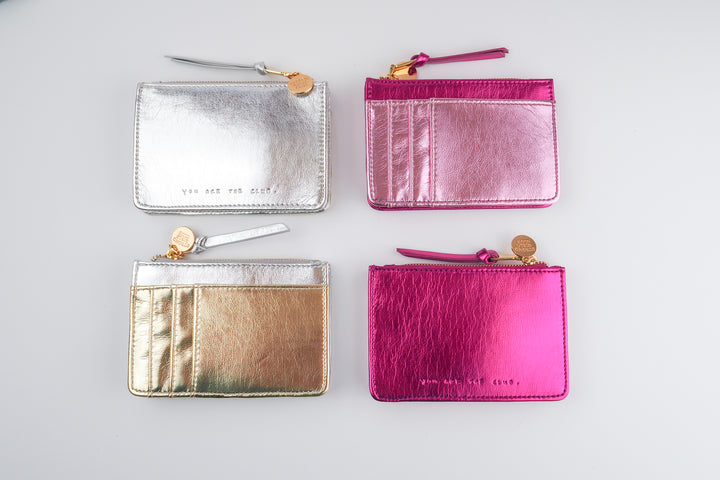 Metallic Pink Zip Pocket Purse
