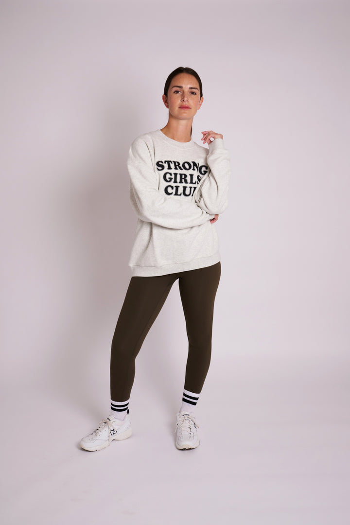 Oversized Grey Varsity Applique Sweatshirt