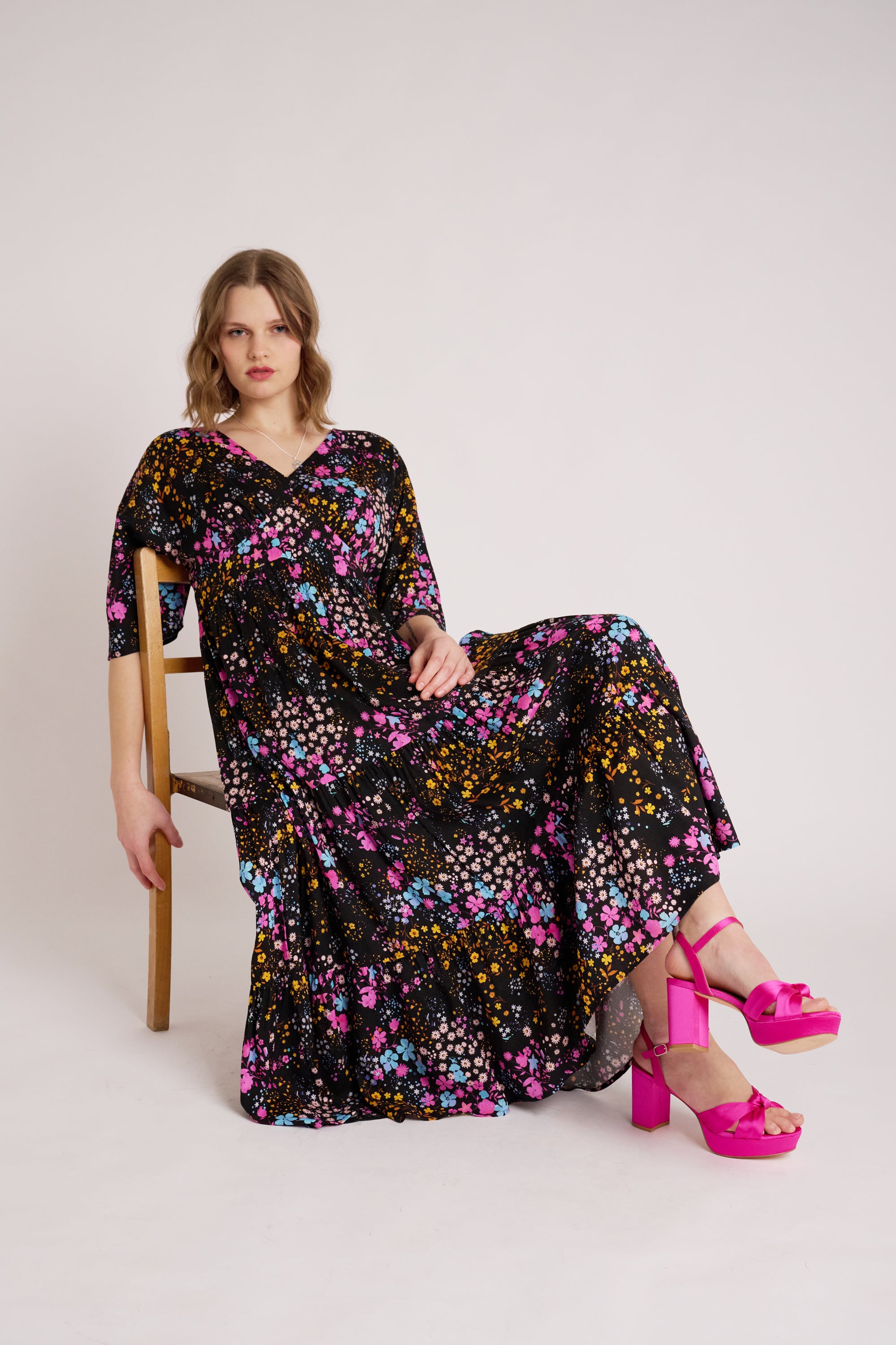 Only in dreams navy blue floral print maxi dress Clearance