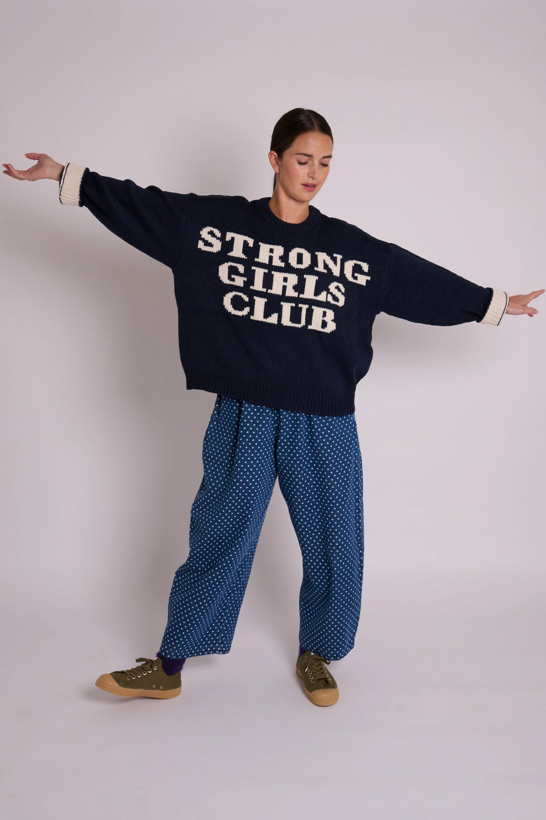 Knitted Strong Girls Club Jumper - Navy