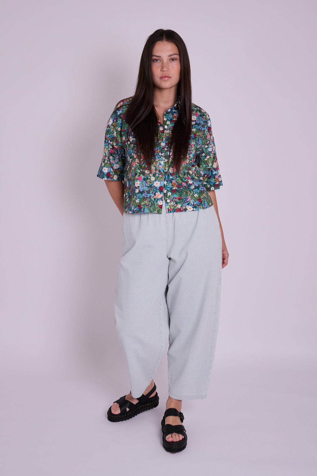 Peggy Lightwash Ticking Stripe Denim Trousers