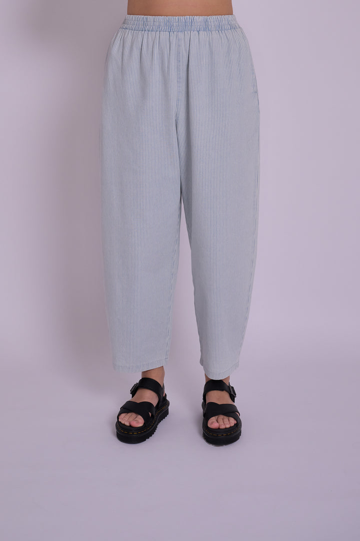 Peggy Lightwash Ticking Stripe Denim Trousers