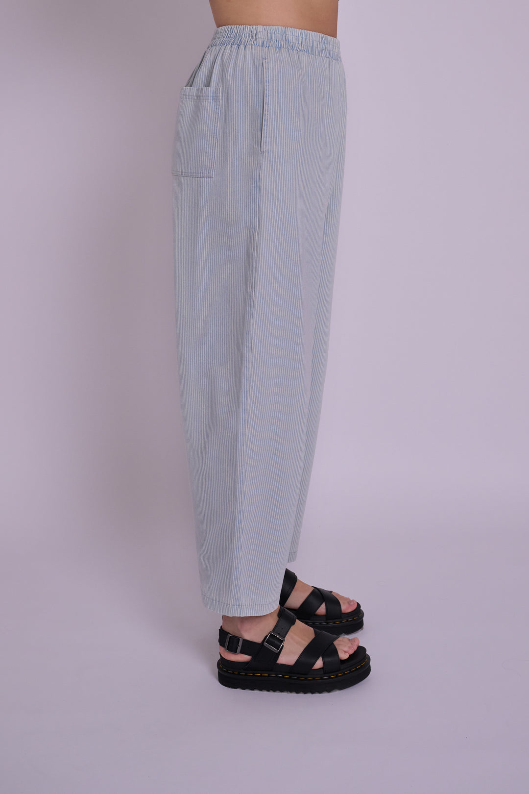 Peggy Lightwash Ticking Stripe Denim Trousers