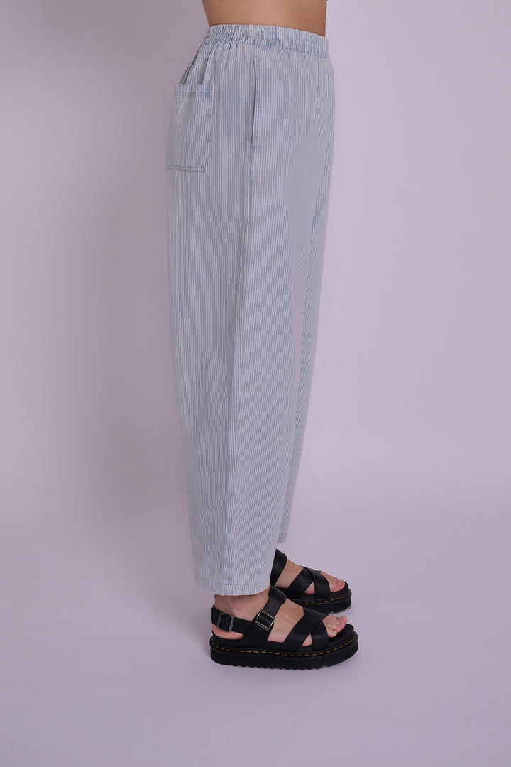 Peggy Lightwash Ticking Stripe Denim Trousers