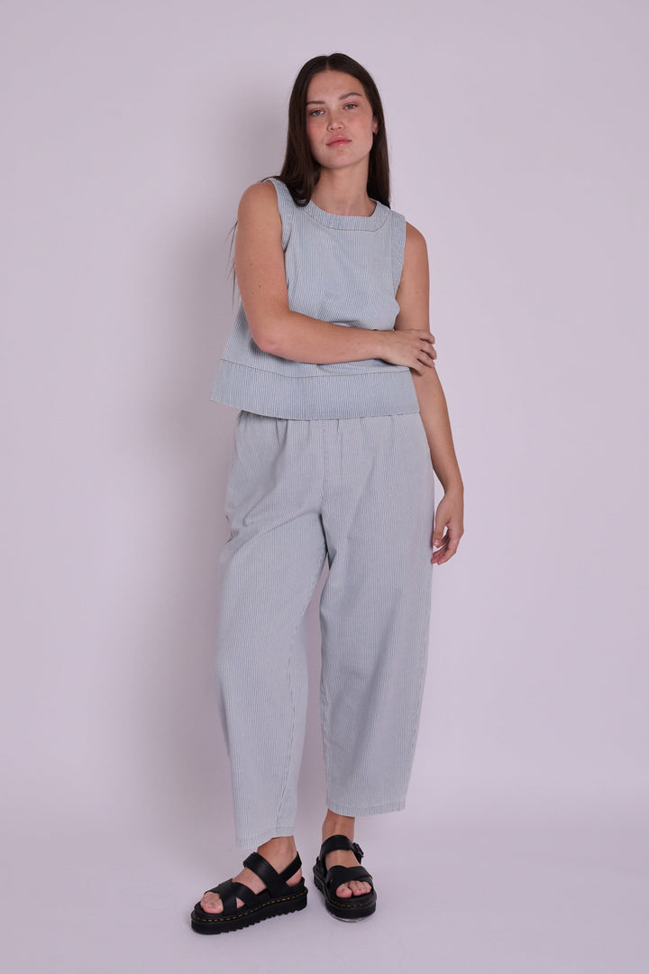 Peggy Lightwash Ticking Stripe Denim Trousers