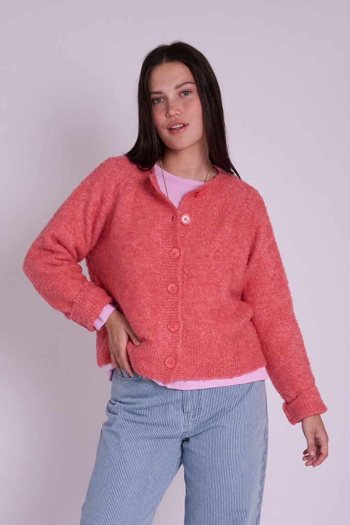 Clara Watermelon Boucle Cardigan