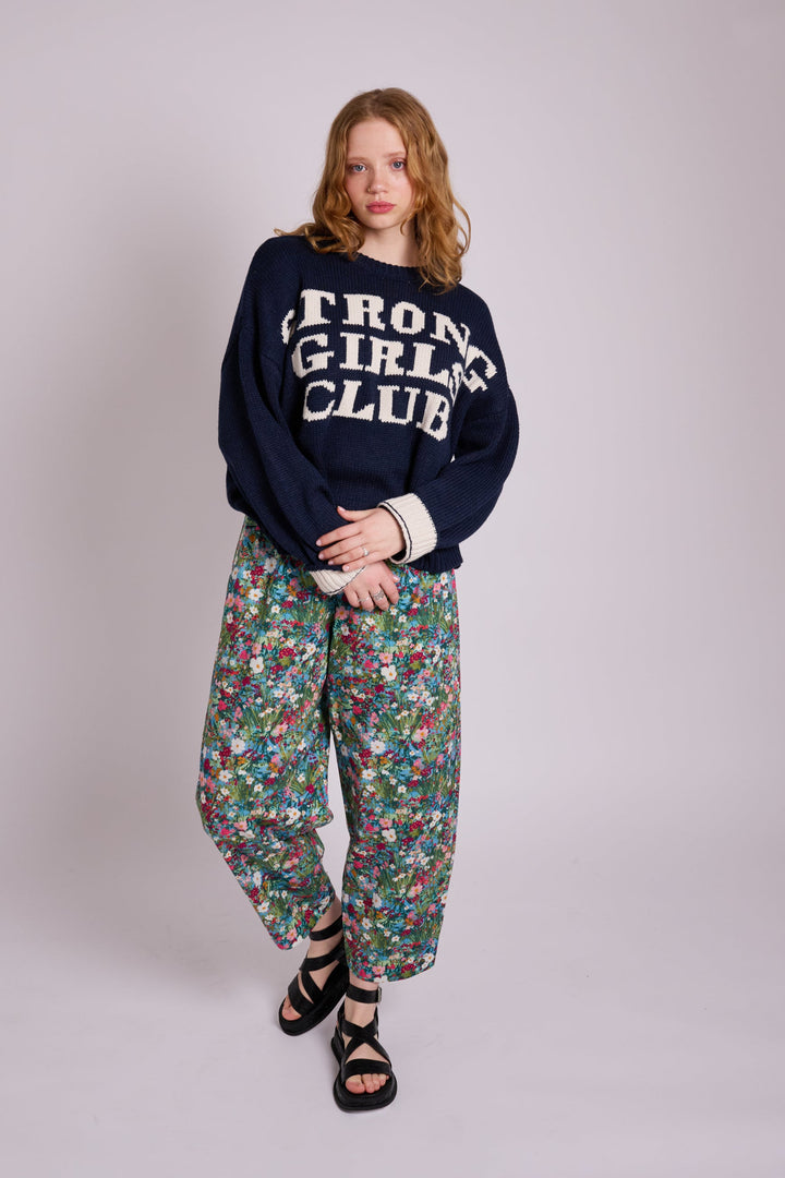 Knitted Strong Girls Club Jumper - Navy