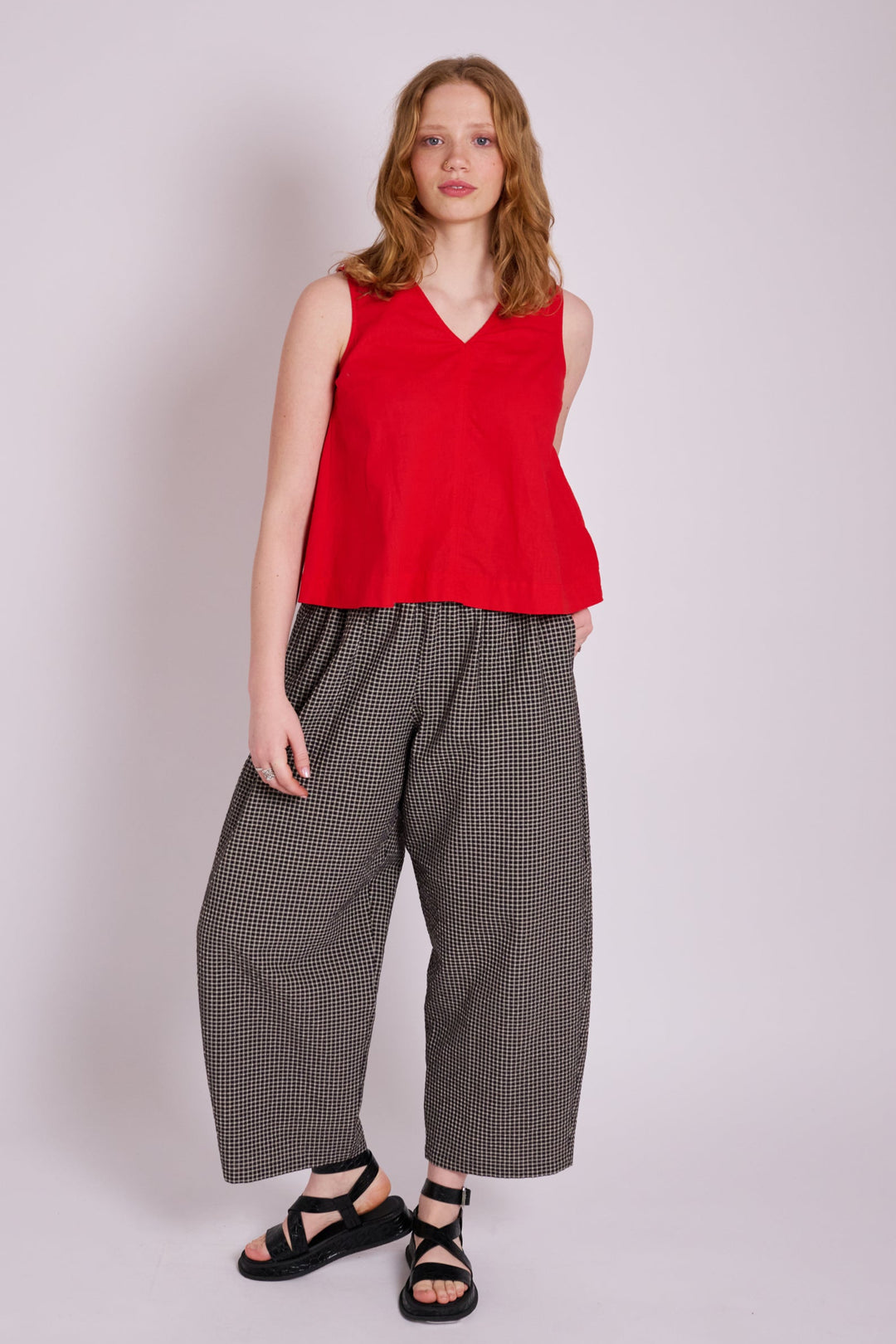 Marcy Red Linen Top