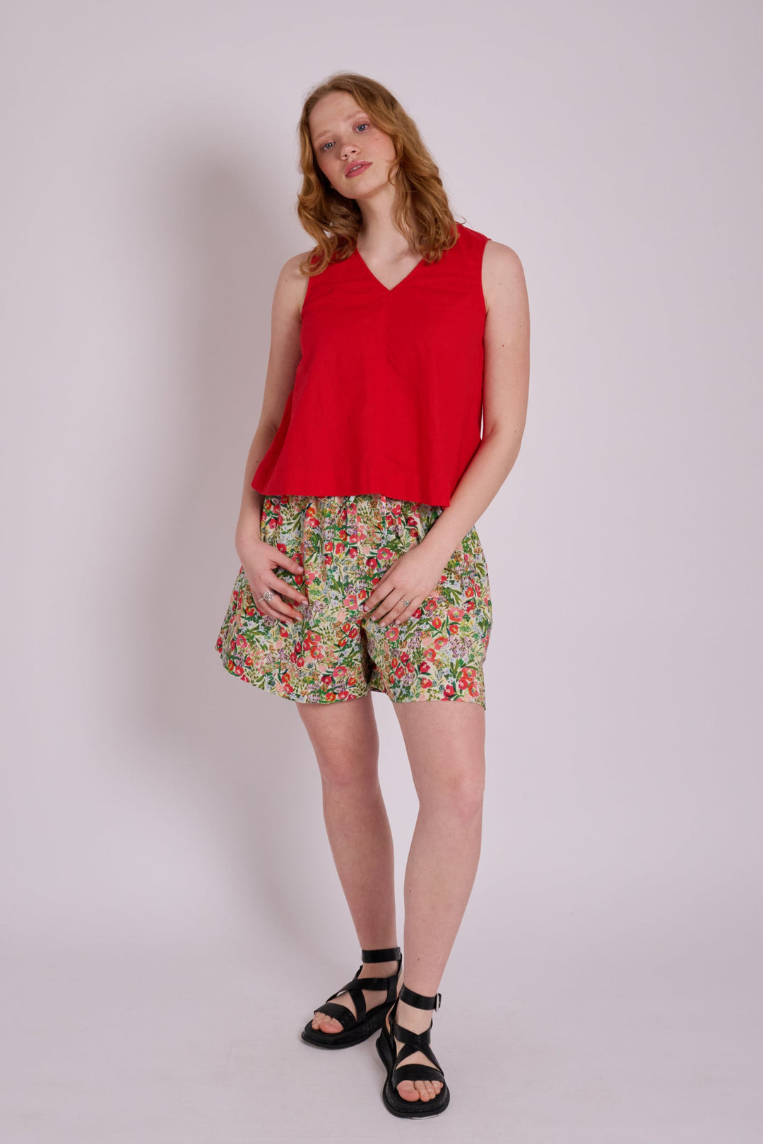 Marcy Red Linen Top