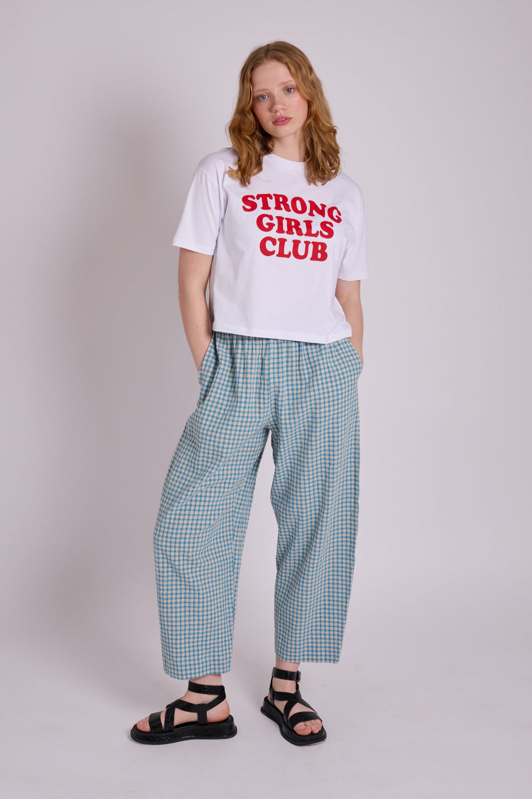 Peggy Seafoam Rustic Gingham Trousers