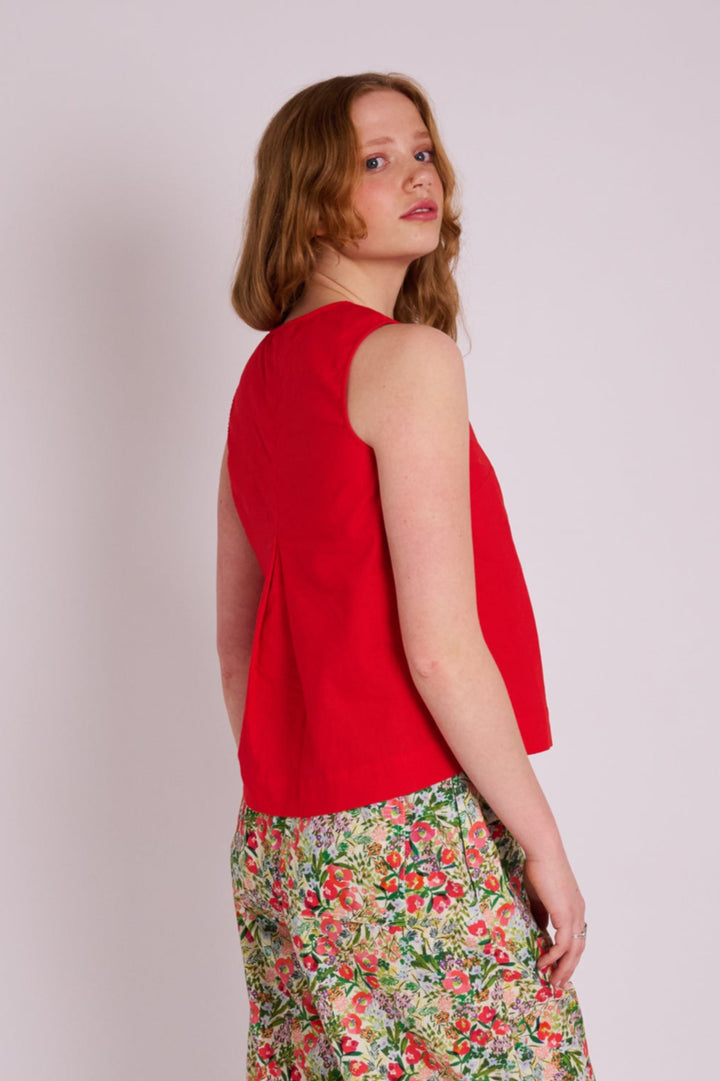 Marcy Red Linen Top