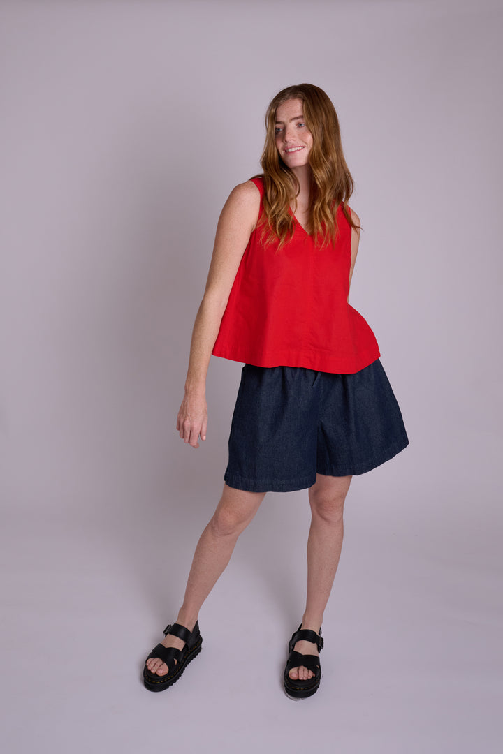 Marcy Red Linen Top