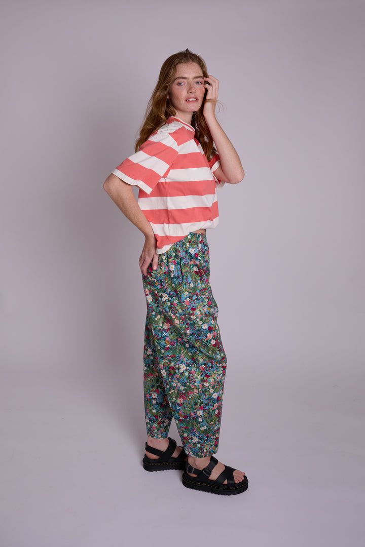 Juno Boxy Coral Stripe TShirt