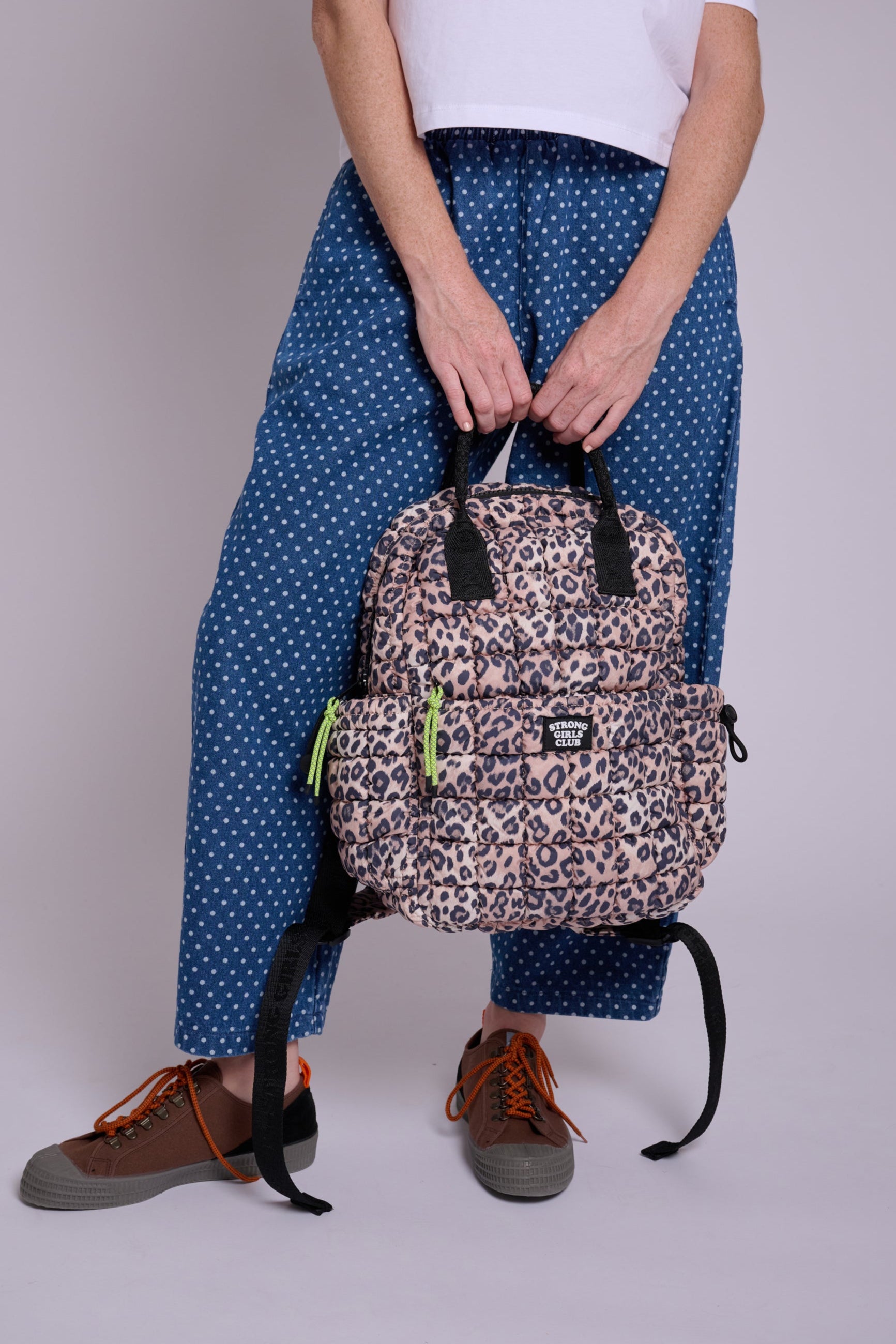 Dumpling Quilted Leopard Backpack