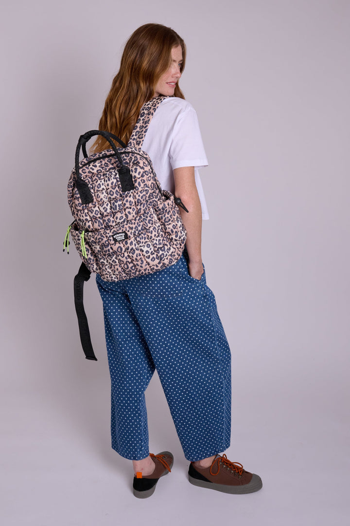 Dumpling Quilted Leopard Backpack
