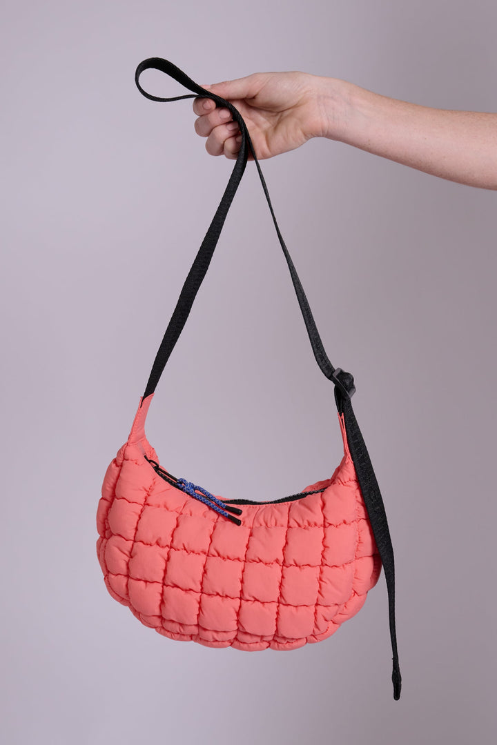 Dumpling Baby Coral Quilted Crossbody Bag