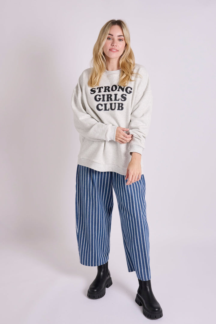 Oversized Grey Varsity Applique Sweatshirt