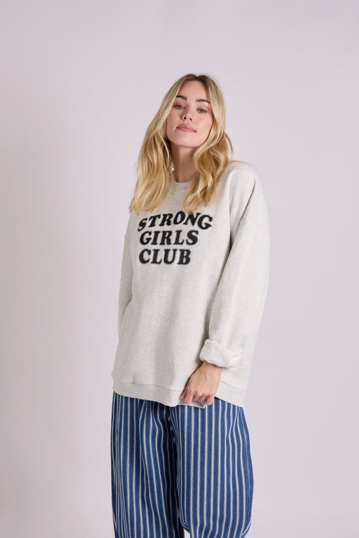 Oversized Grey Varsity Applique Sweatshirt