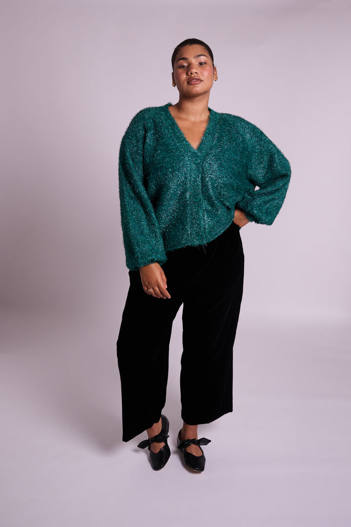 Emerald Green Sparkly Mabel Cardigan