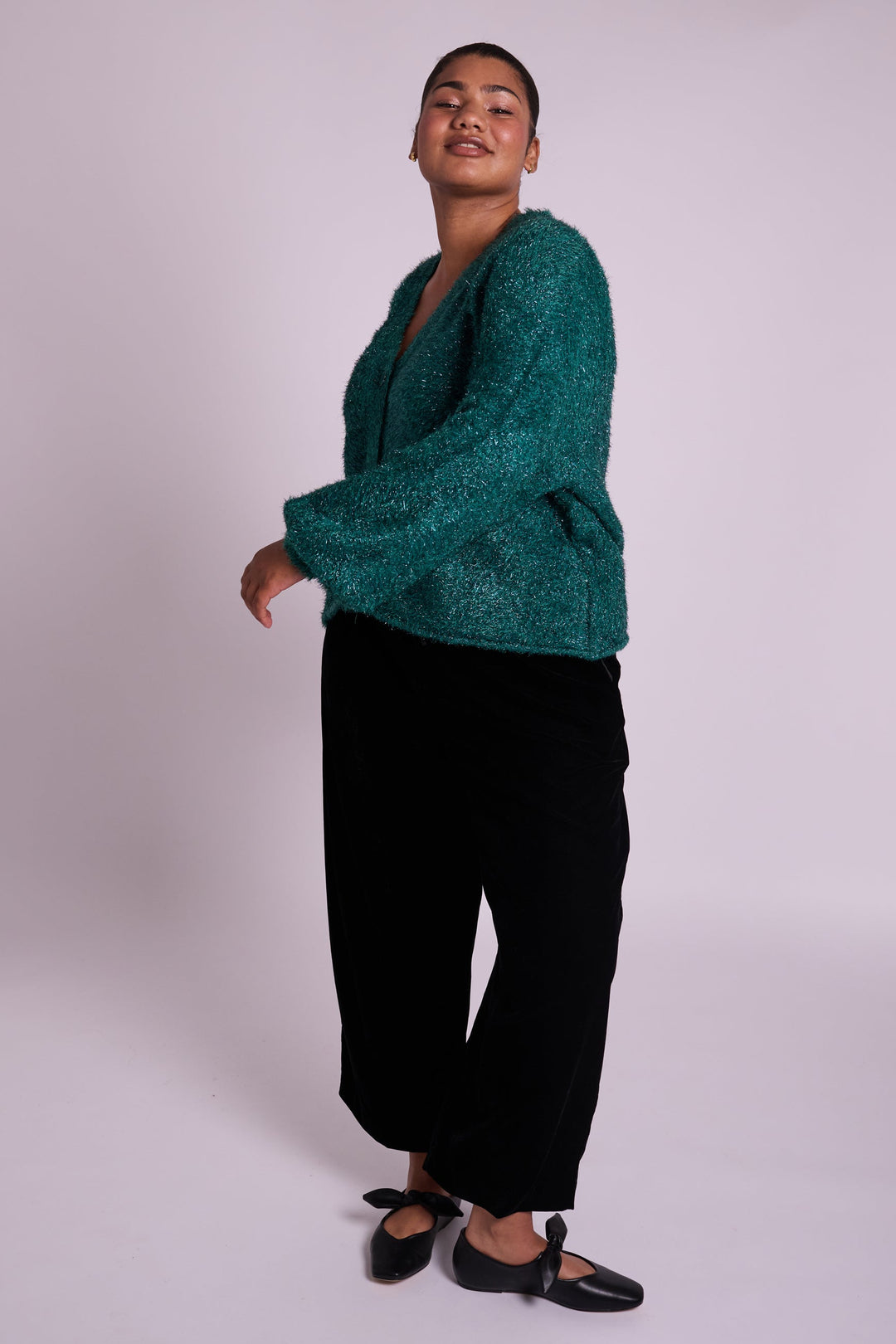 Emerald Green Sparkly Mabel Cardigan