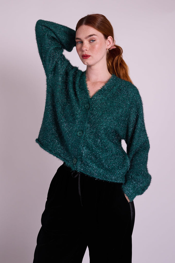 Emerald Green Sparkly Mabel Cardigan