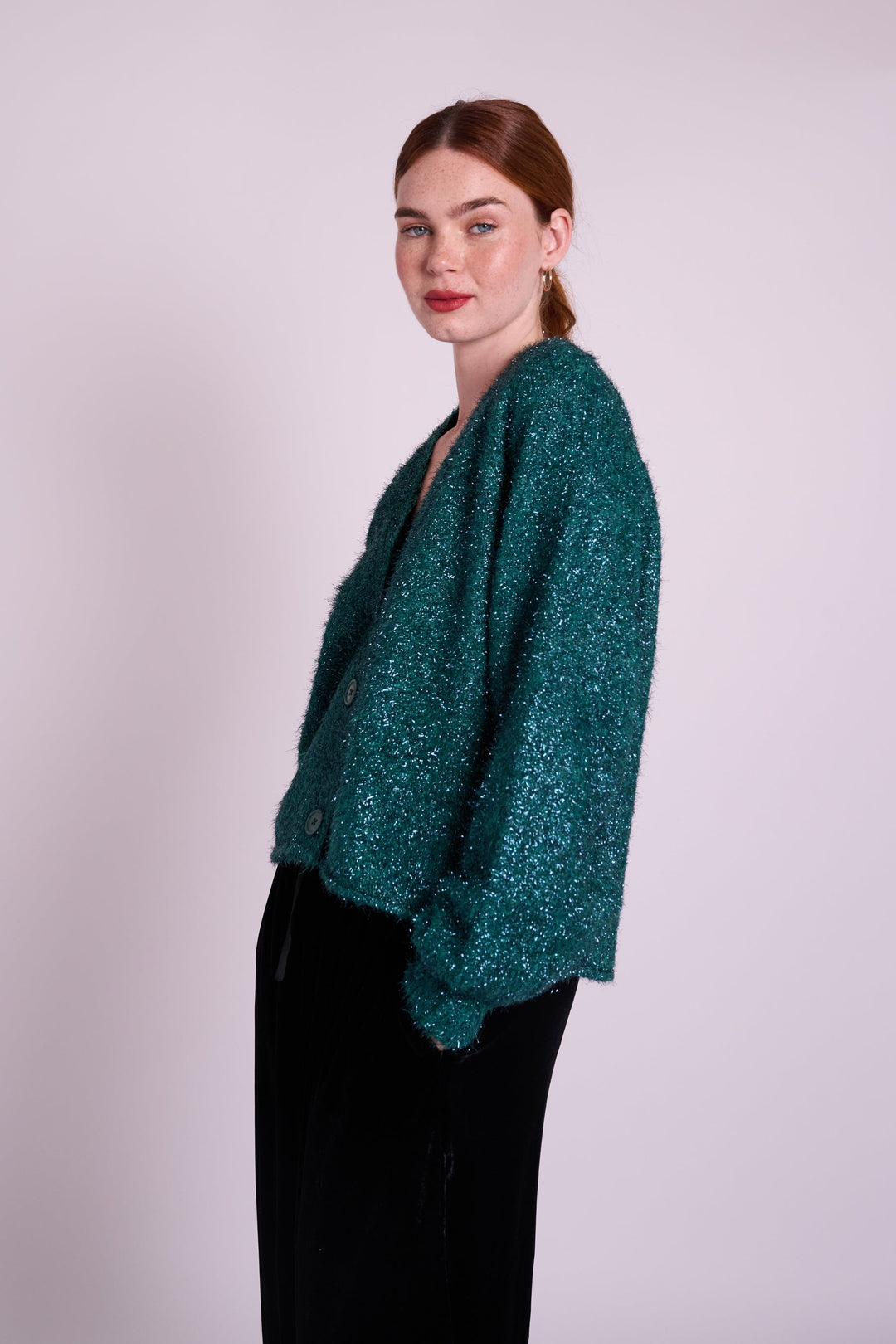 Emerald Green Sparkly Mabel Cardigan