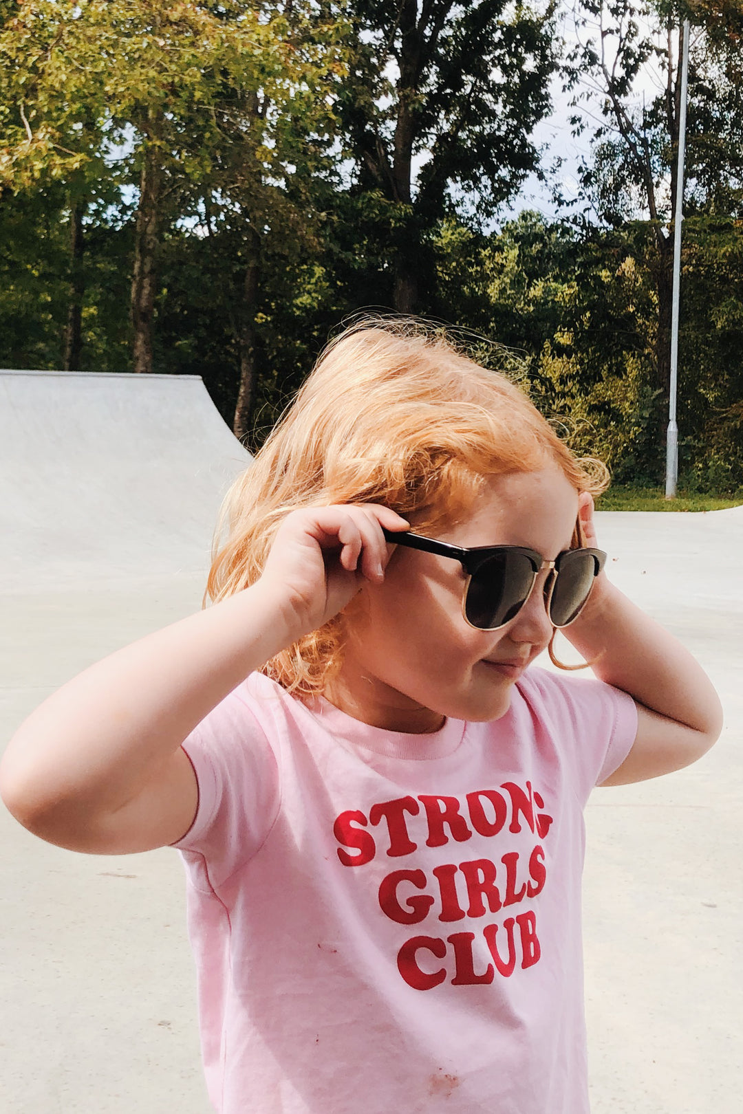 Strong Little Girls Club Slogan Pink TShirt