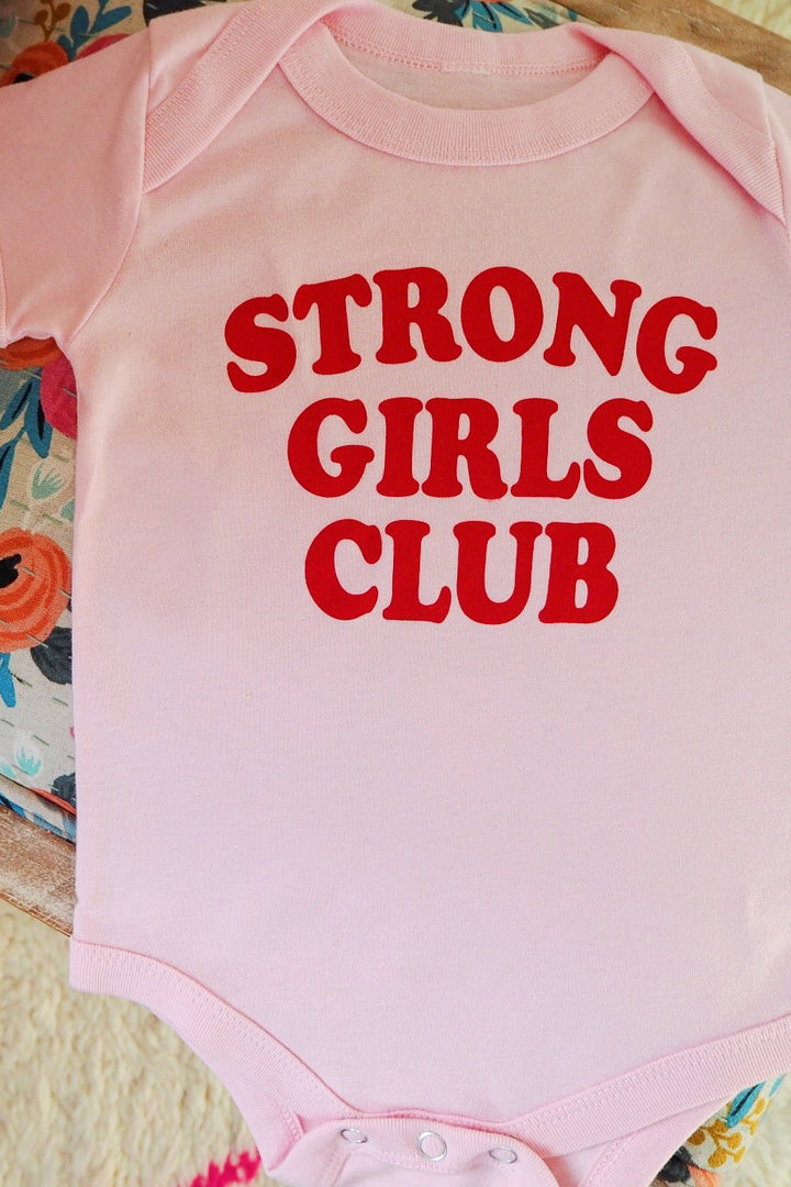 Strong Little Girls Club Pink Babygro