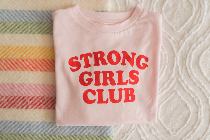 Strong Little Girls Club Slogan Pink TShirt