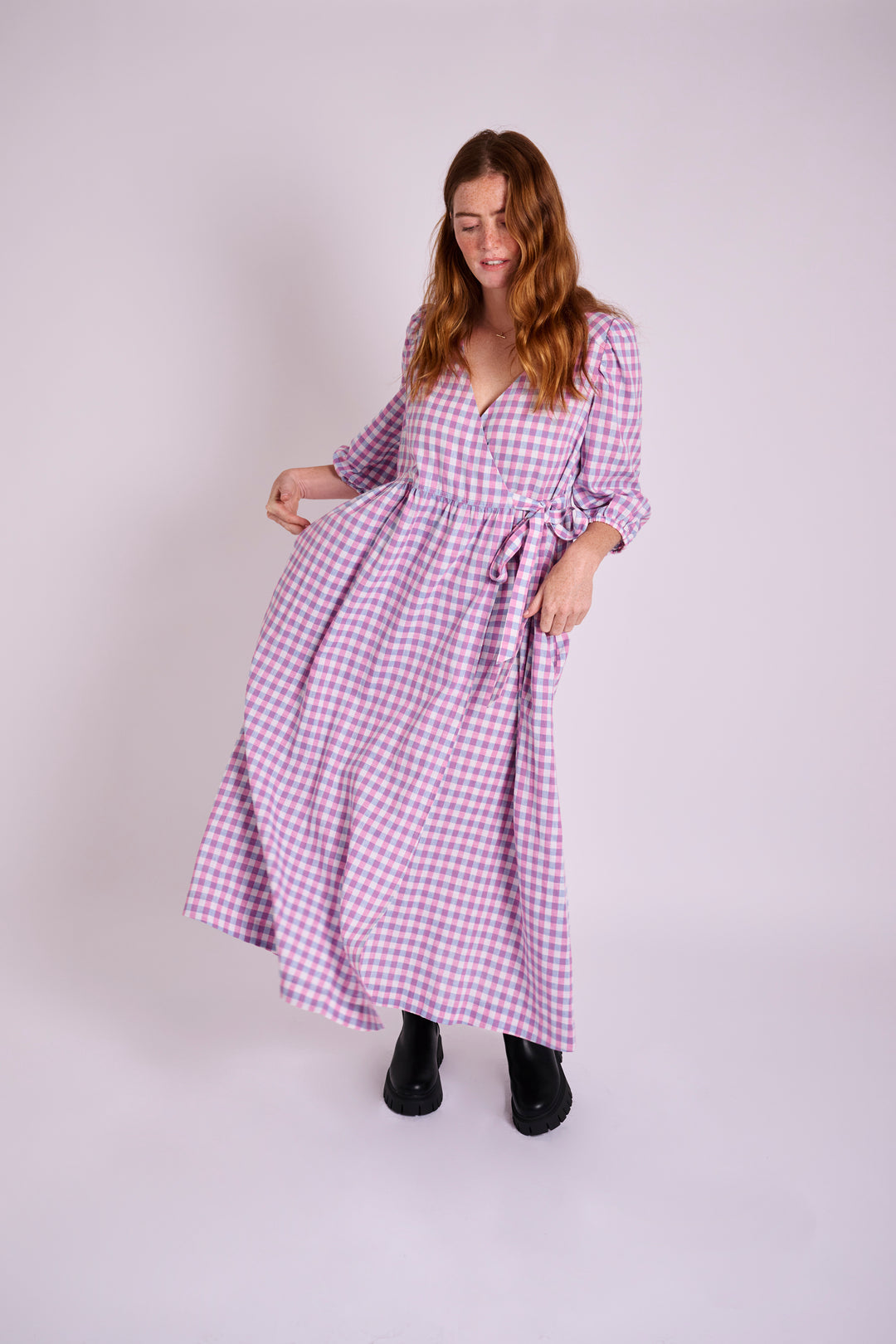 Tilly Gingham Wrap Over Dress