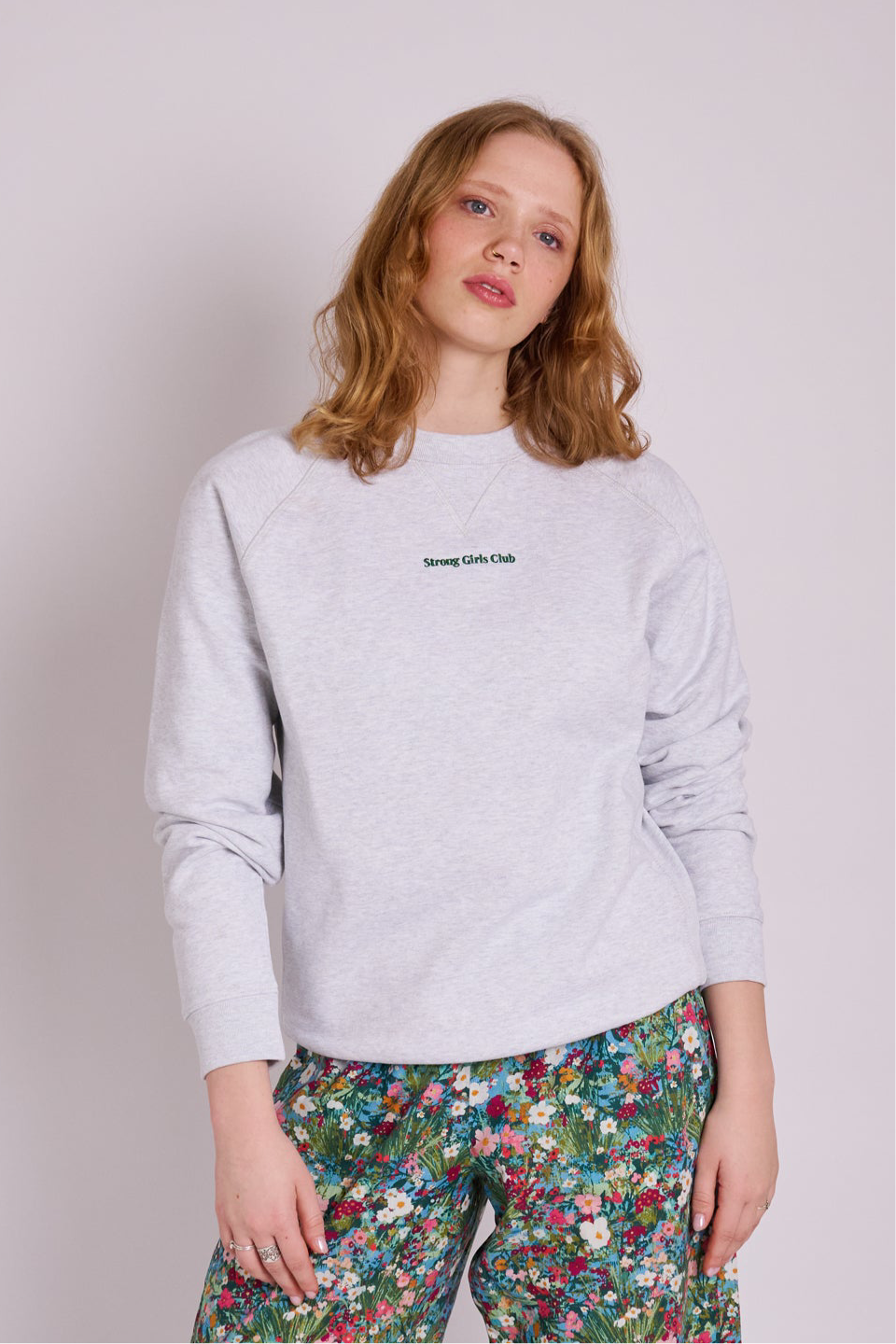 Strong Girls Club Grey Vintage Embroidered Sweatshirt