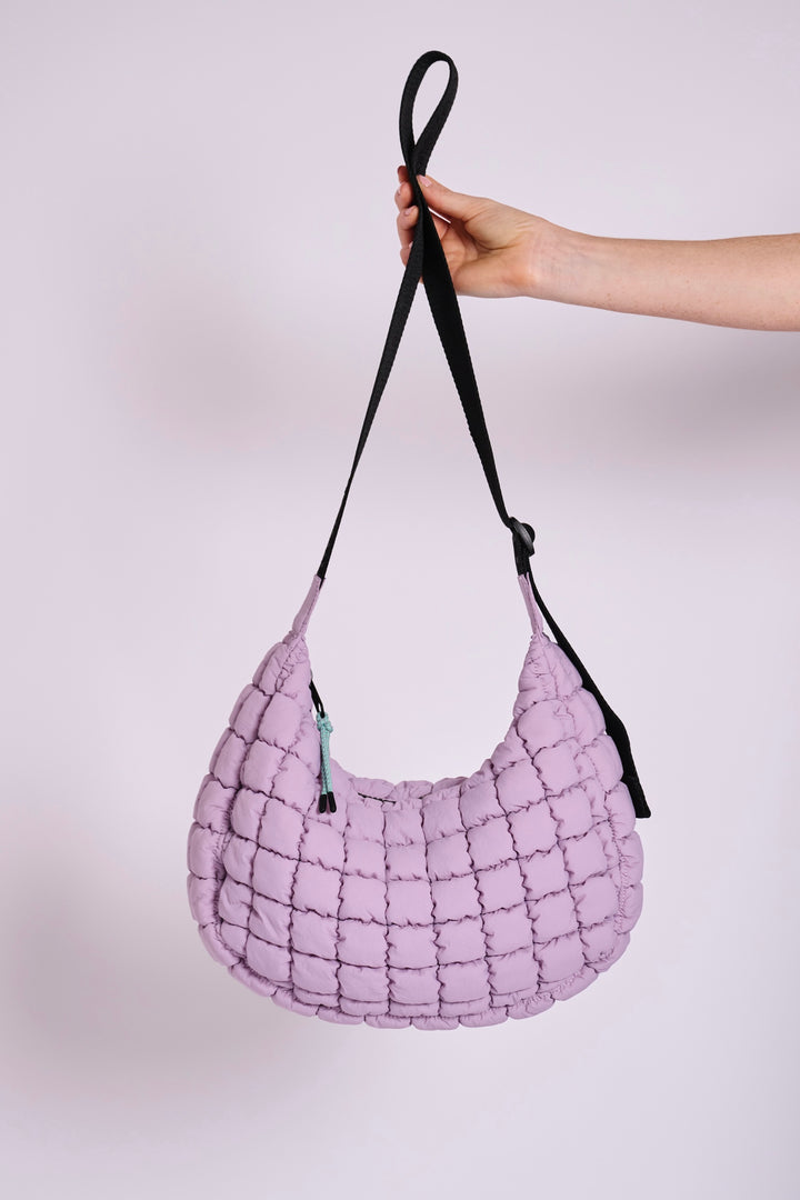 Dumpling Lilac Quilted Crossbody Bag