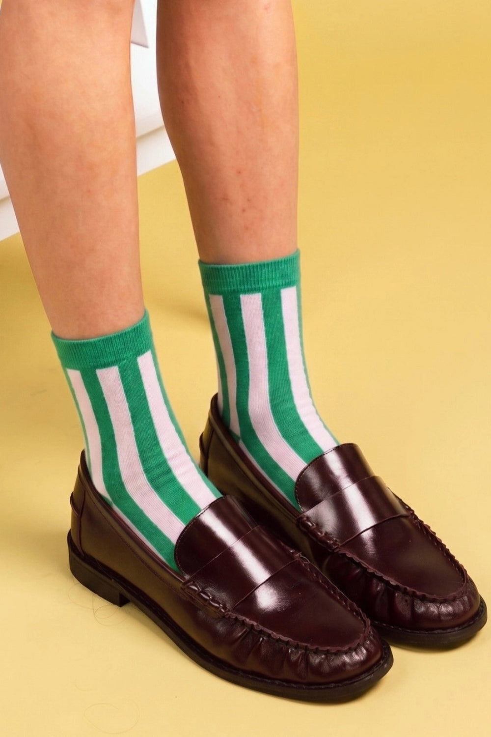 Klue Retro Striped socks - Emerald Green & Pink