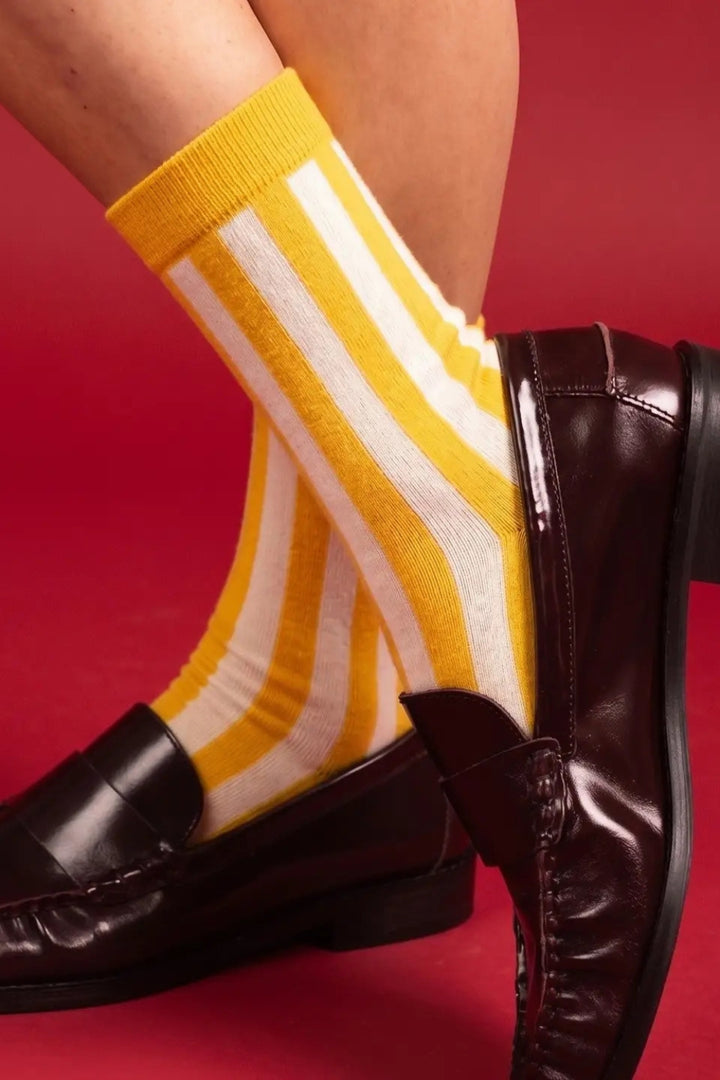 Klue Retro Striped socks - Golden Yellow & Butter