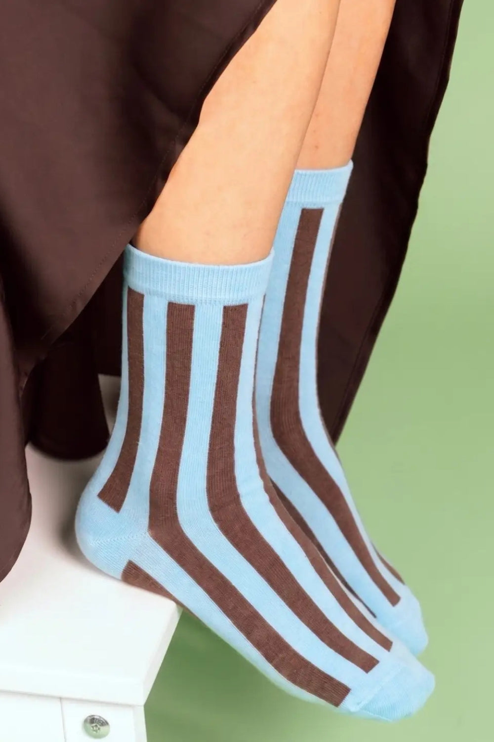 Klue Retro Striped socks - Blue & Brown