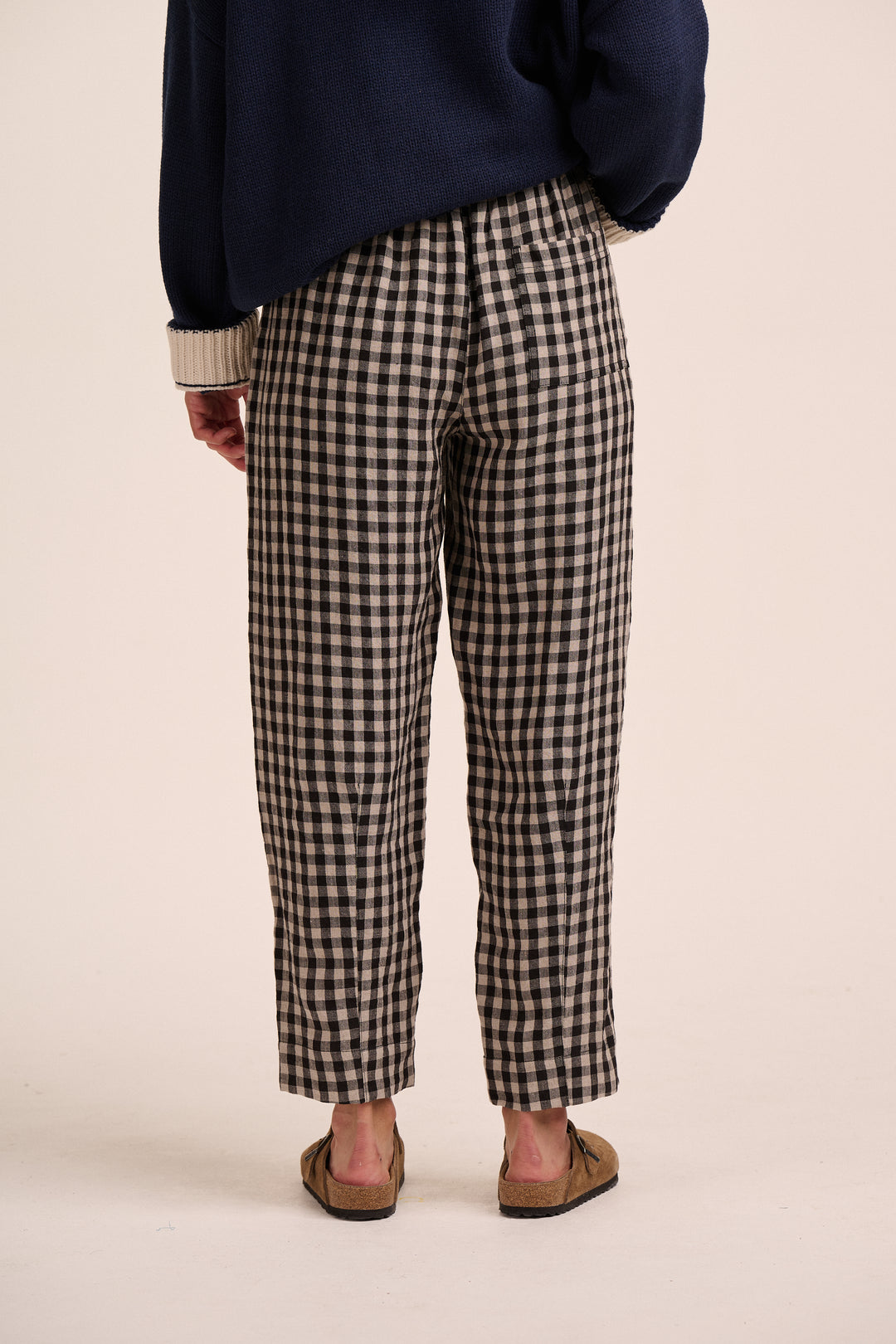Peggy Linen Trousers - Black & Ecru Gingham