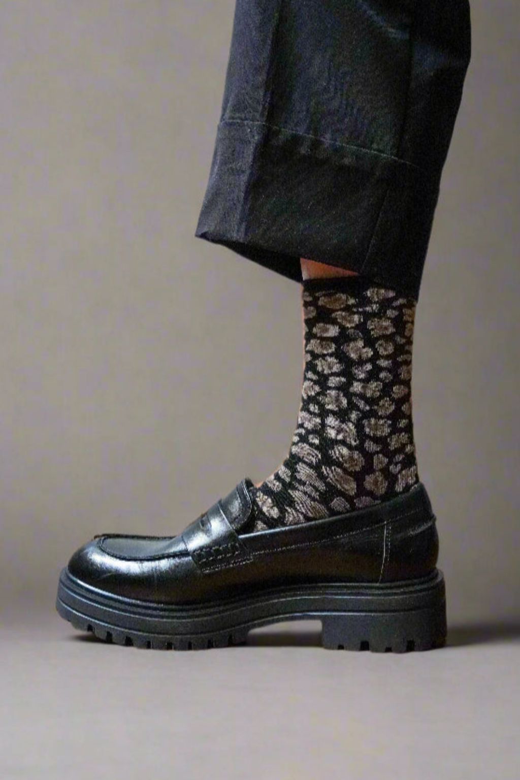 Klue Leopard Black Glitter Socks