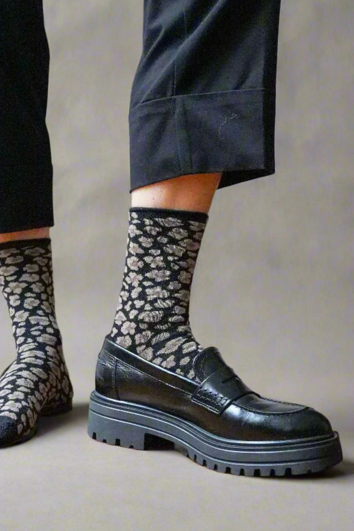 Klue Leopard Black Glitter Socks