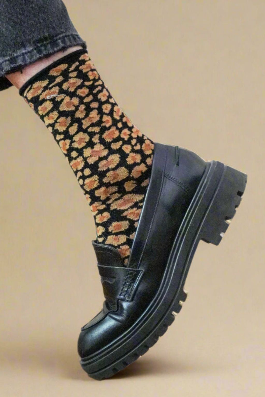 Klue Leopard Amber Glitter Socks