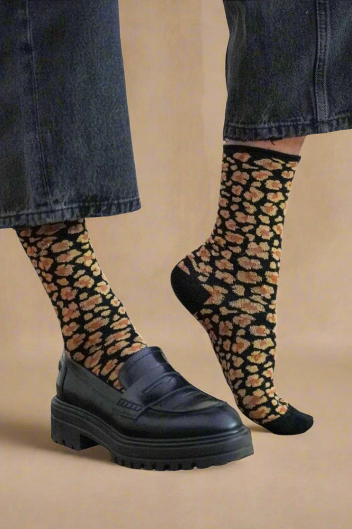 Klue Leopard Amber Glitter Socks