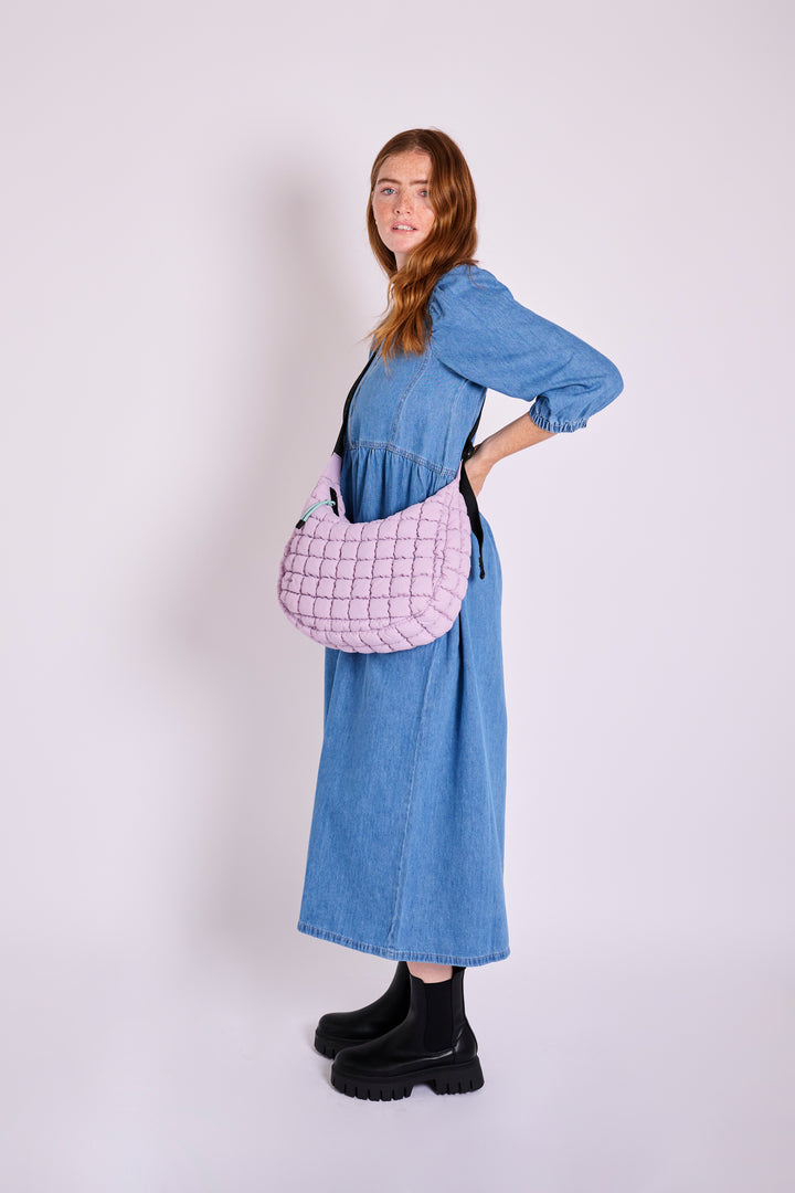 Dumpling Lilac Quilted Crossbody Bag