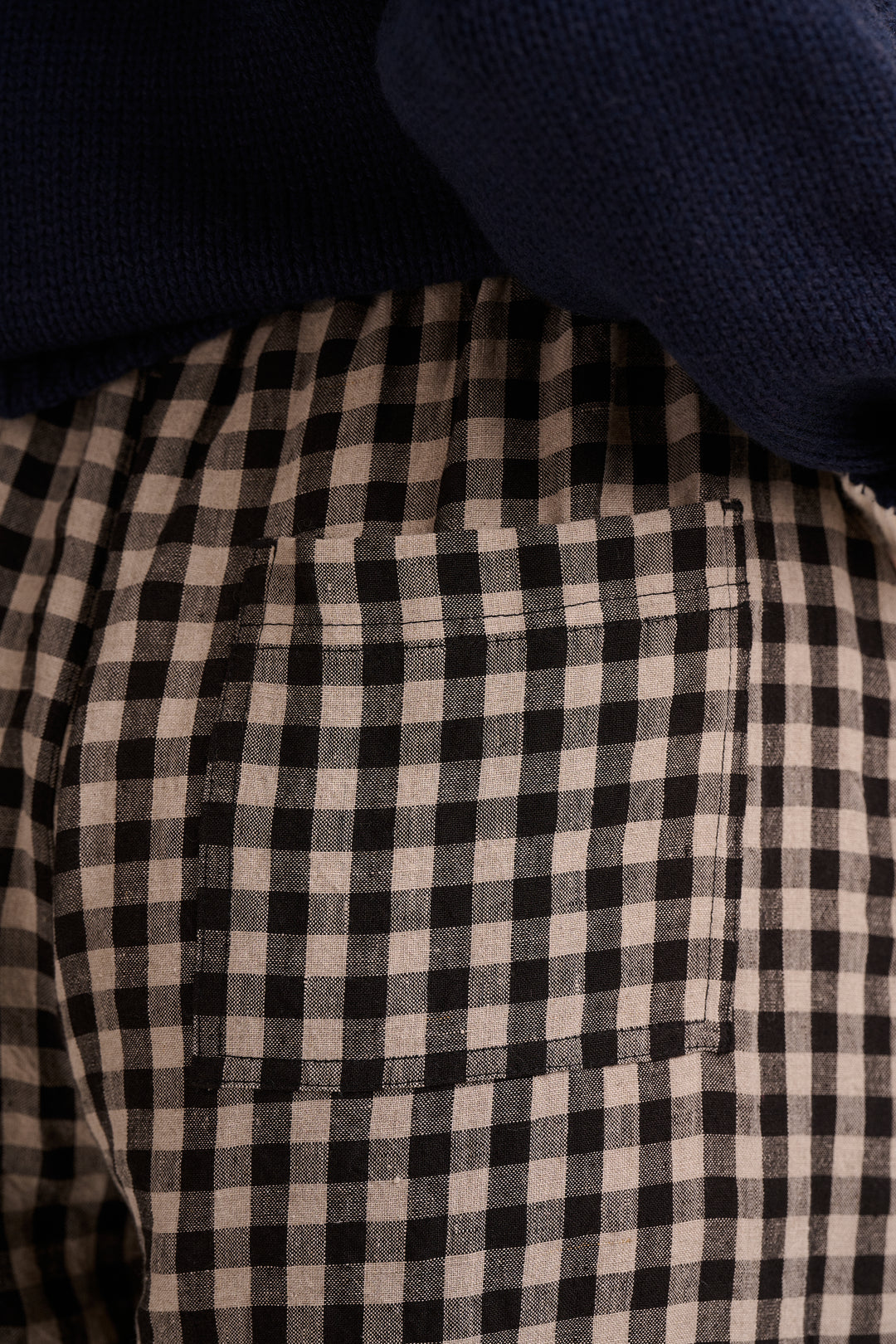 Peggy Linen Trousers - Black & Ecru Gingham