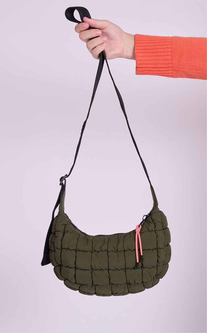 Dumpling Baby Khaki Quilted Crossbody Bag