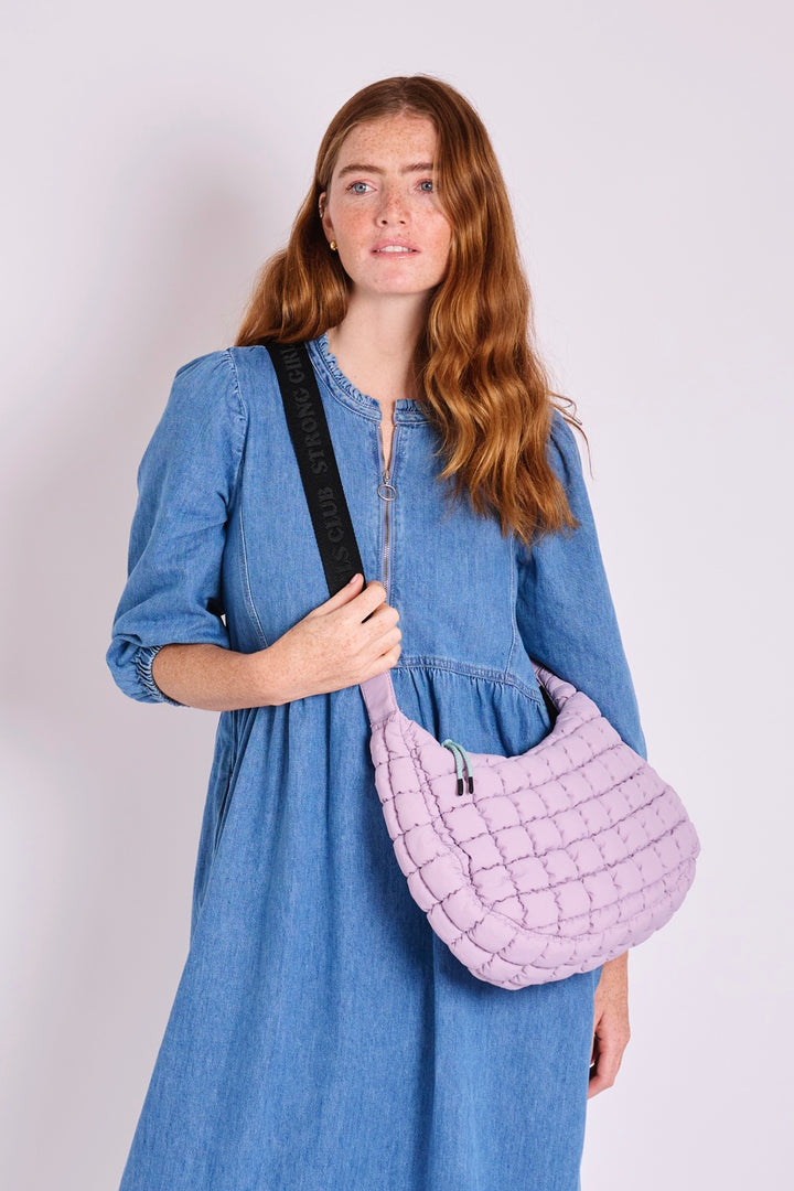 Dumpling Lilac Quilted Crossbody Bag