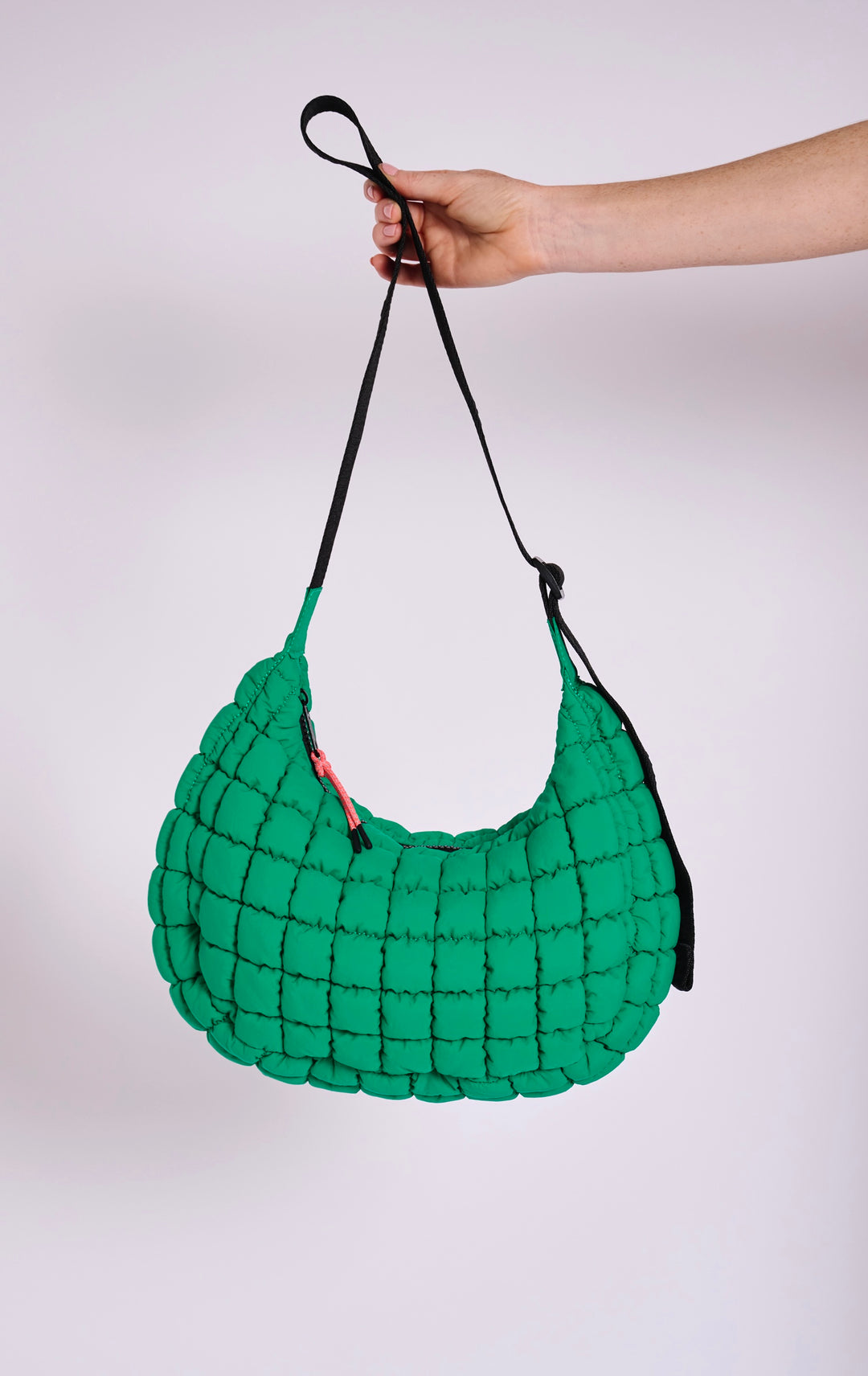 Dumpling Green Quilted Crossbody Bag