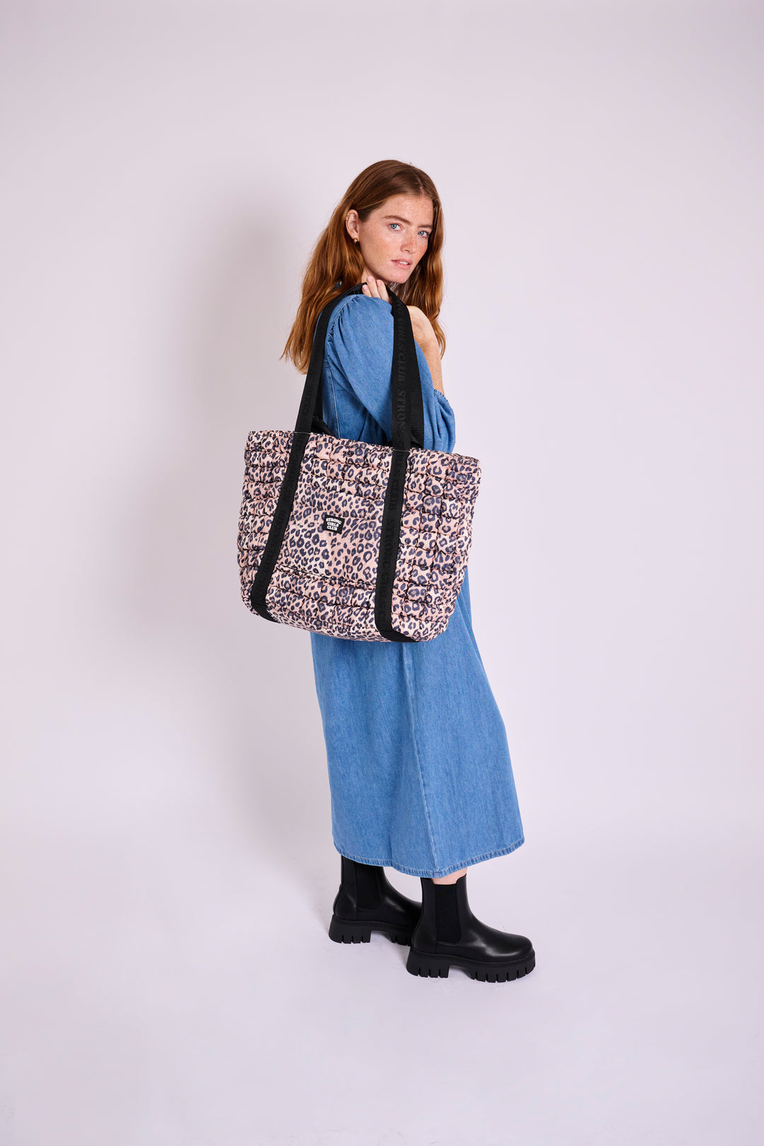 Dumpling Quilted Leopard Tote Bag