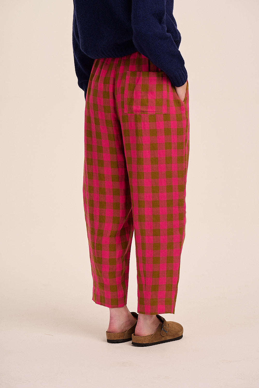 Peggy Linen Trousers - Rhubarb Toffee Check