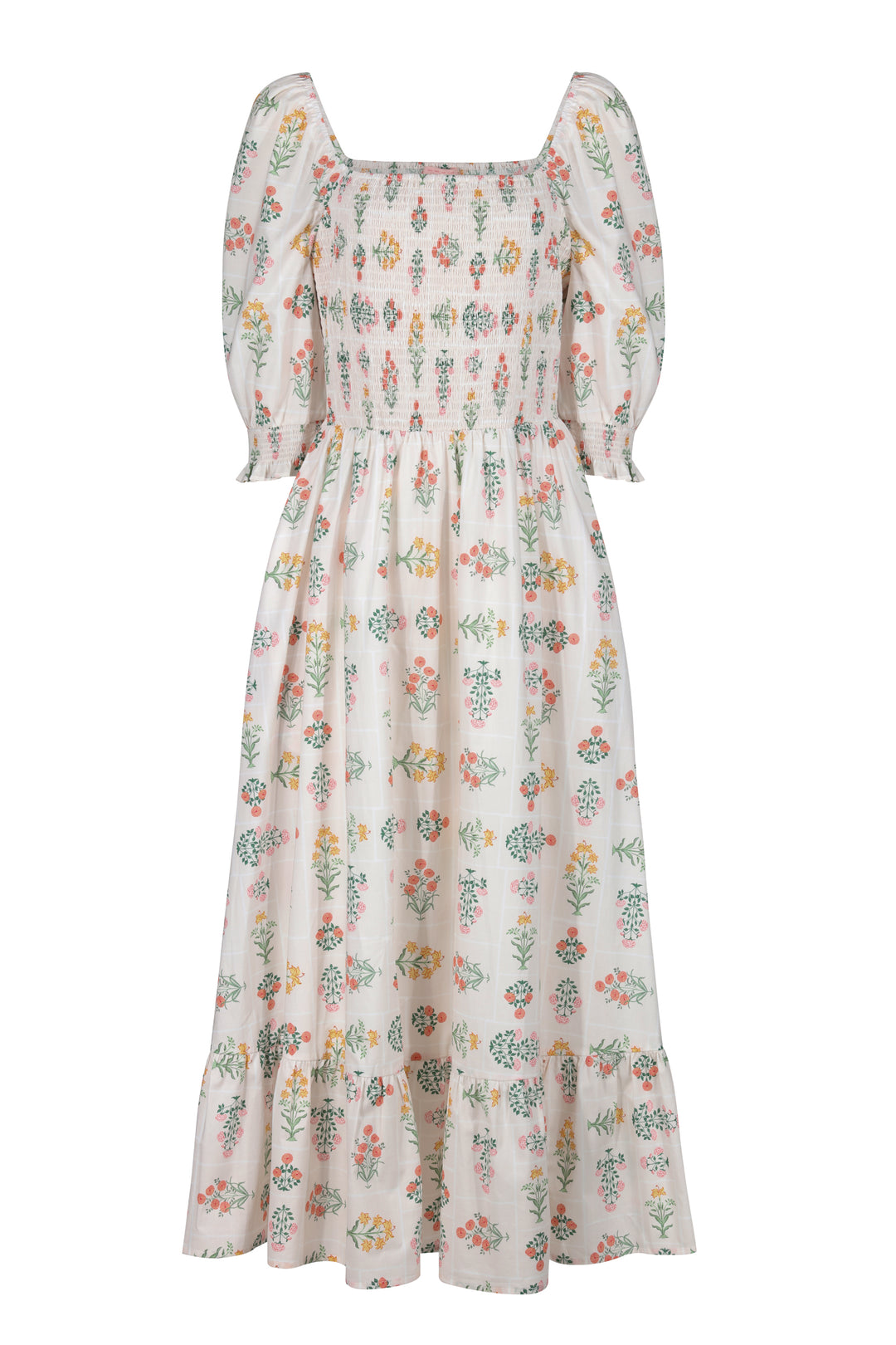 The Botanist Shirred Bust Midi Dress