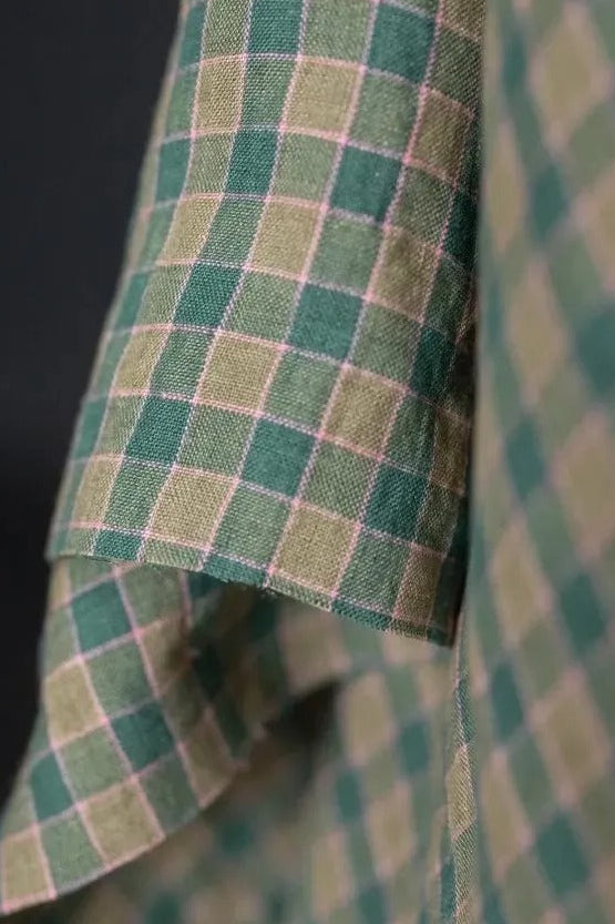 Peggy Linen Trousers - Green Grid Check